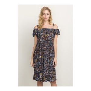 Mystree Off Shoulder Tassel Strap Midi Dress